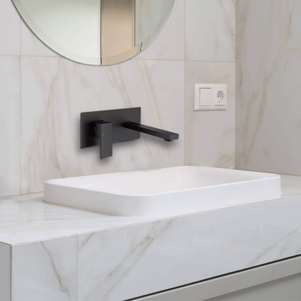 Wall Mounted Bahtroom Faucet Single Handle Bathroom Sink Faucet Two Holes Modern Tub Basin Vanity Taps With Rough-in Valve