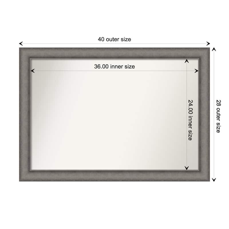 Burnished Concrete Non-Beveled Wood Framed Bathroom Vanity Wall Mirror - Burnished Concrete - Glass Size 36x24