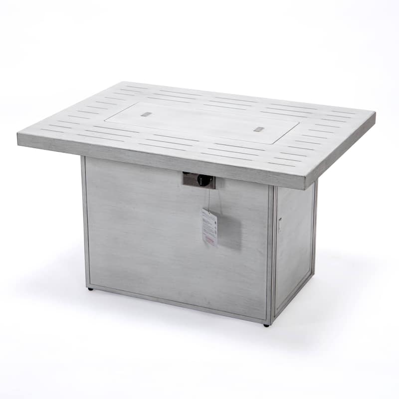 LeisureMod Chelsea 44" Modern 55000 BTU Propane Patio Fire Pit Table with Wind Guard for Porch Backyard Garden Decor