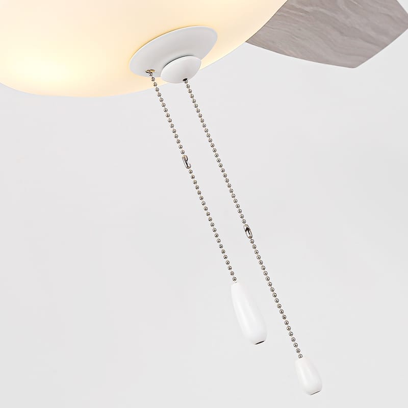 52" Coastal White Frosted Glass Ceiling Fan with Light and Pull Chain - Satin white