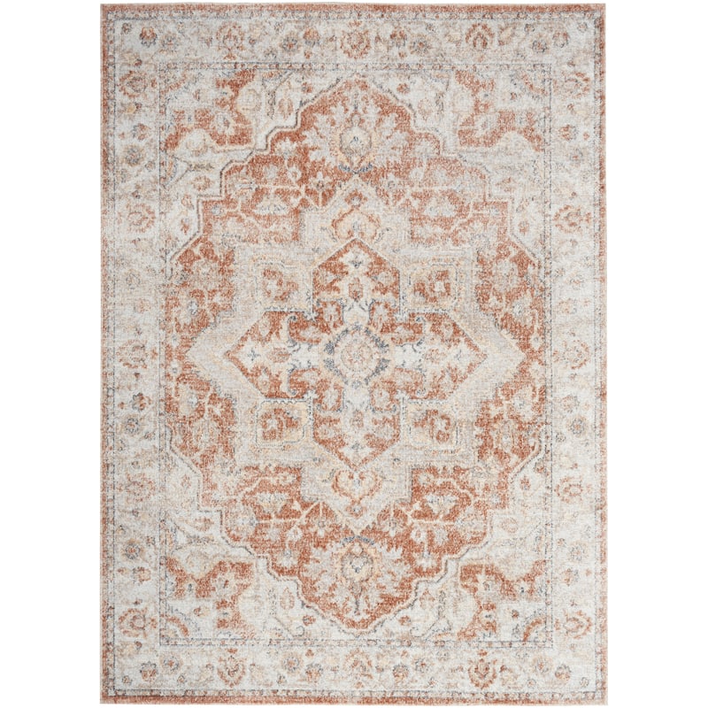 Nourison Abby Machine Washable Indoor only Persian Floral Area Rug. - 4' x 6' - Gold/Multicolor - Rectangle