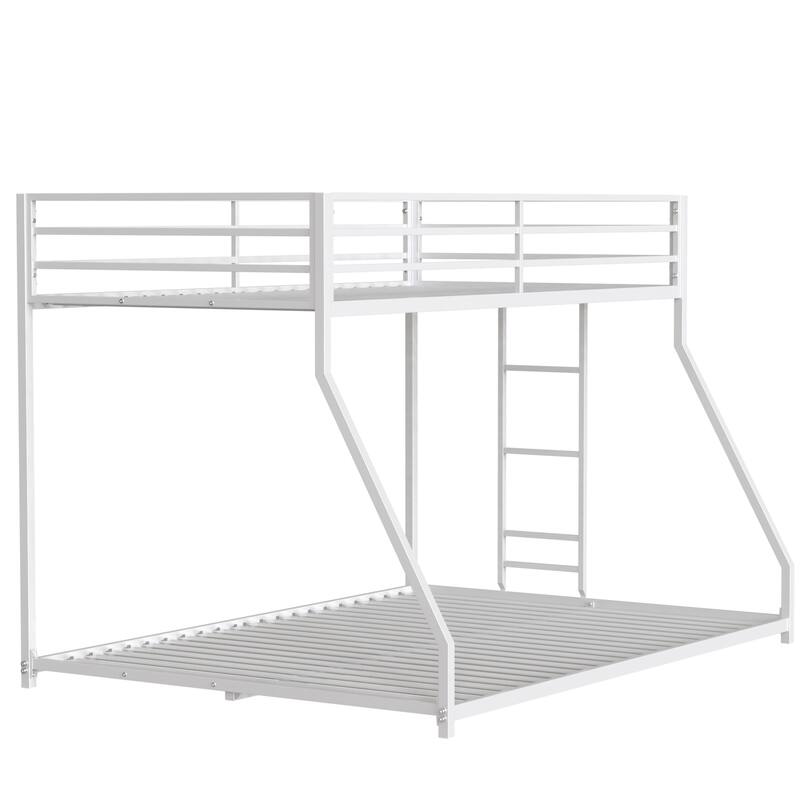 Adam Sturdy Twin Over Full Metal Bunk Bed (White) - Low Profile, Stable Ladder, Easy Climbing - for Kids & Adults