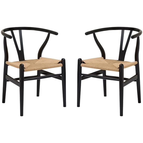 slide 2 of 29, Poly and Bark Weave Chairs (Set of 2) Black