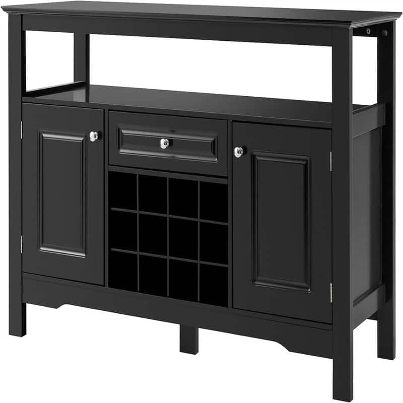 Kitchen Sideboard Buffet Storage Cabinet - 16"D x 46"W x 32.5"H - Black