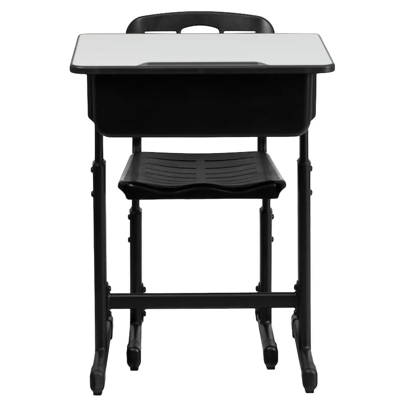 Pedestal Frame Adjustable Height Student Desk and Chair - 23.63"W x 17.75"D x 28.25" - 31.50"H
