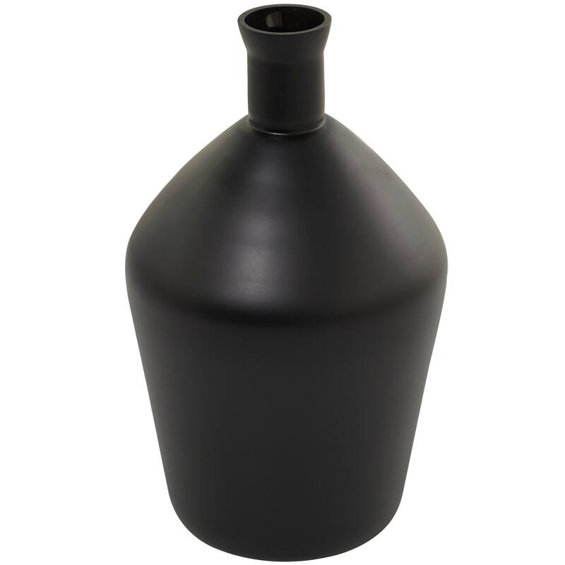 Black Glass Decorative Vase - 9"W, 15"H