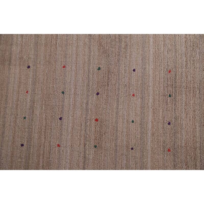 Beige Gabbeh Area Rug Hand-Knotted Wool Carpet - 7'9" x 9'8"