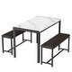 preview thumbnail 4 of 15, 3 - Piece Faux Marble Dining Set, Kitchen Table Set with 2 PU Leather Benches for Dining Room, Breakfast Nook