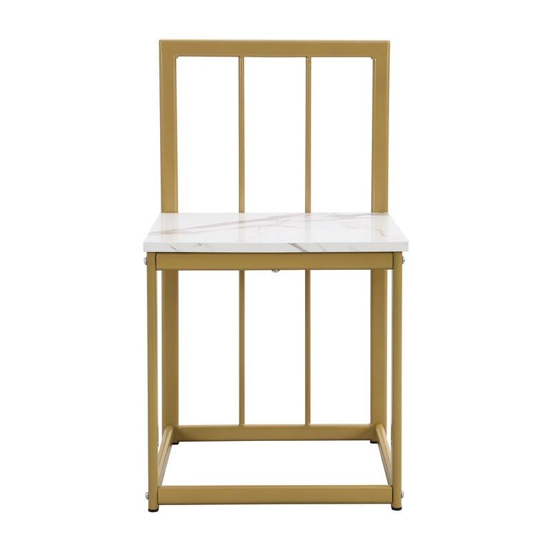 Mid-Century 7-Piece Dining Table Set for 6 People, Kitchen Dining Room Table Set with Faux Marble Dining Table and 6 Chairs