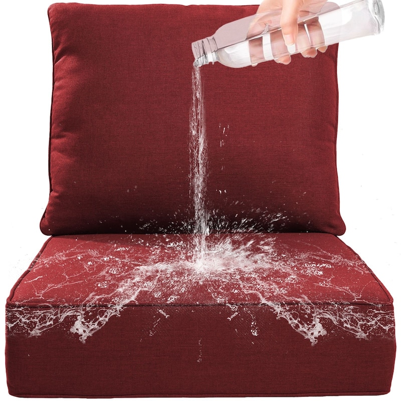 22" W x 24" D x 6" T Water & Fade Resistant Outdoor Lounge Chair Replacement Cushion Set