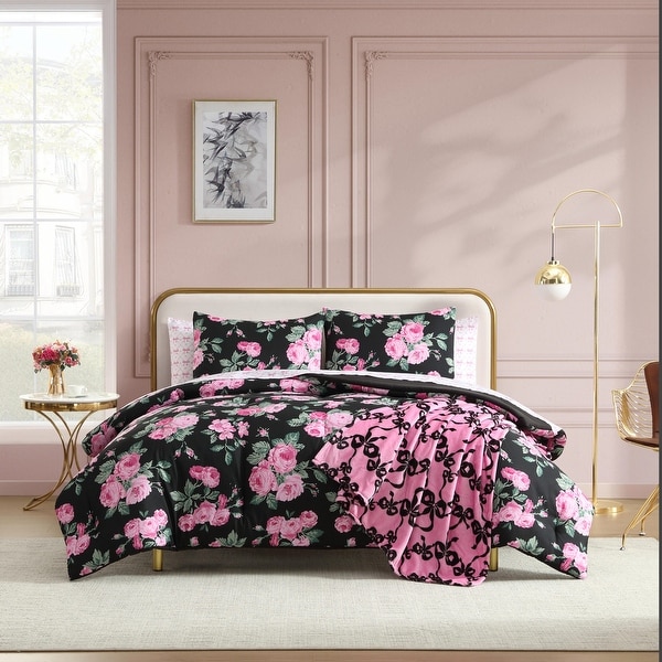 B*ね様 BABY Torte Chantilly セット　黒　ピンク Betsey Johnson Garden Floral Pink Bonus Reversible Comforter Set
