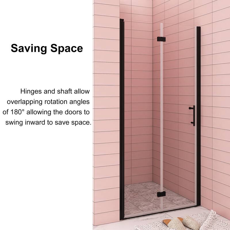 30/32/34/36 Bi-fold Semi-Frameless Shower Door with Clear Tempered Glass