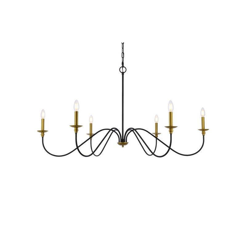 Bellevue EGCH46481 Nerita 6 Light 48" Wide Taper Candle Chandelier - Brass / Black