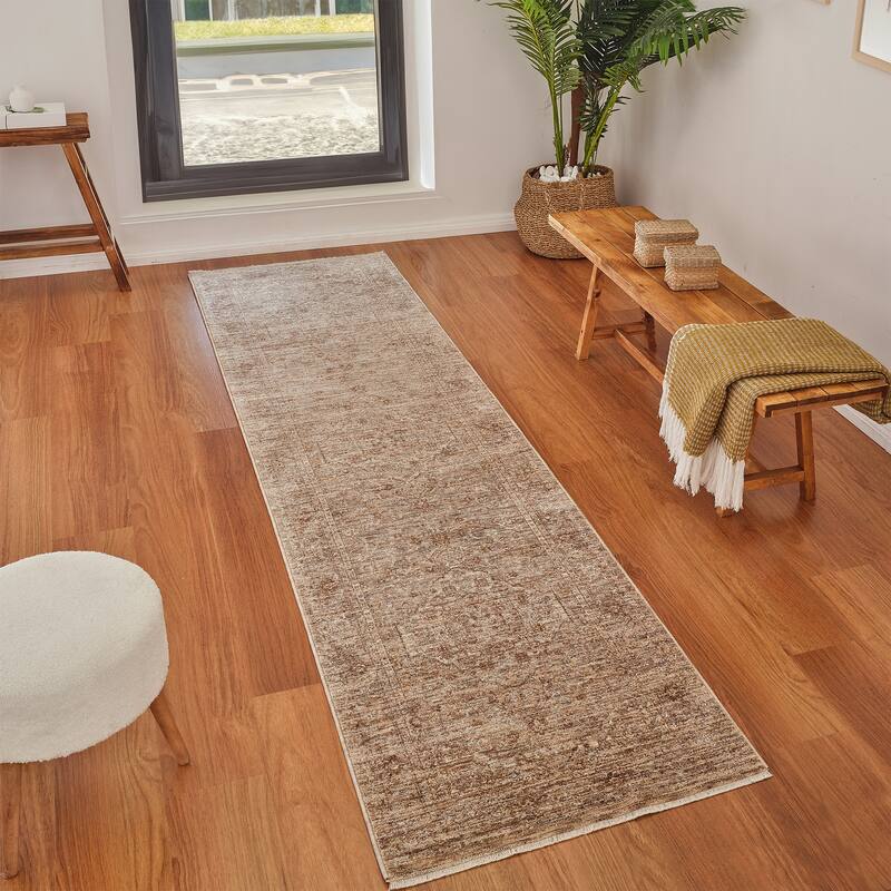 Albany Vintage Power-Loom Beige Area/Runner Rug