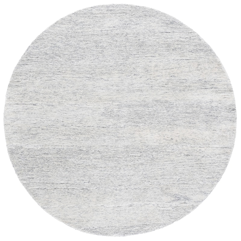 SAFAVIEH Handmade Ebony Alheide Wool Rug - 6' Round - Ivory/Dark Grey