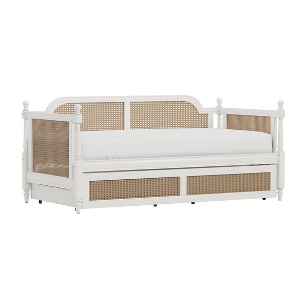 Hillsdale Melanie Wood and Cane Twin Daybed with Trundle, White