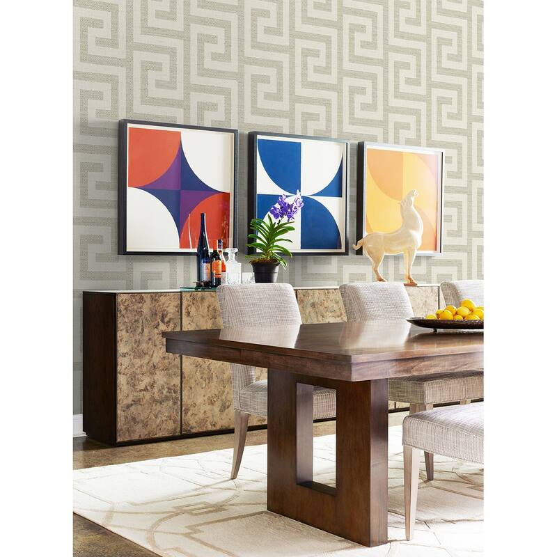 Lillian August Luna Retreat Greek Key Embossed Vinyl Unpasted Wallpaper