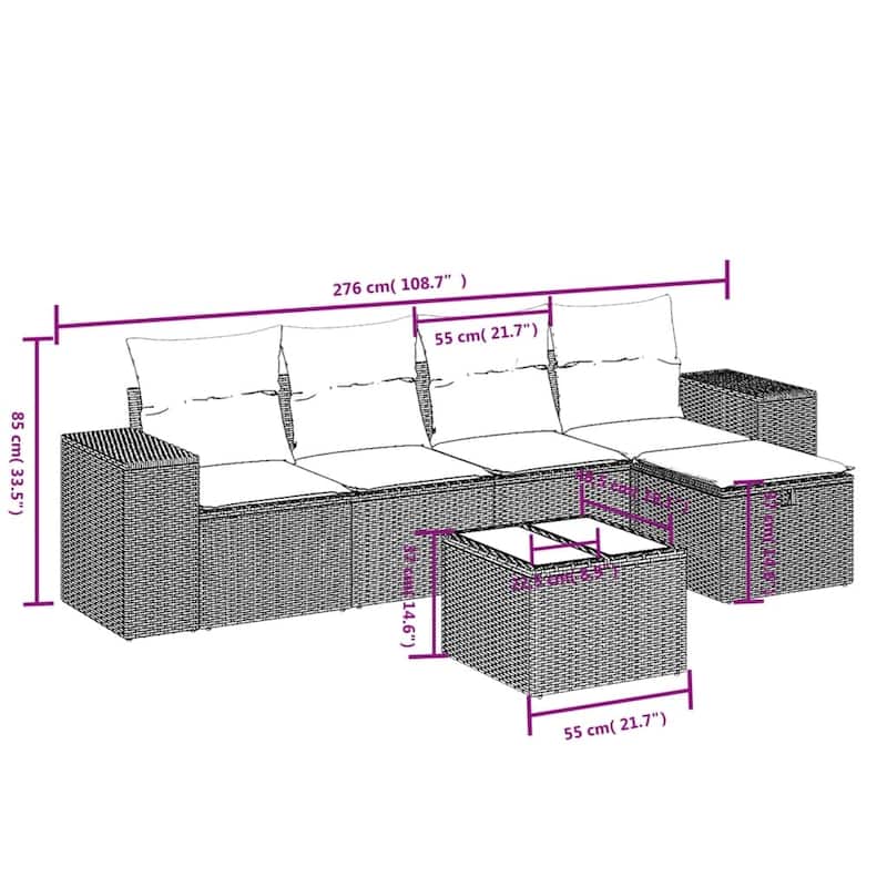 vidaXL Garden Sofa Set Beige/Black/Brown/Grey