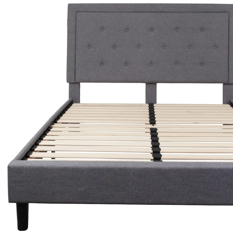Panel Tufted Upholstered Platform Bed