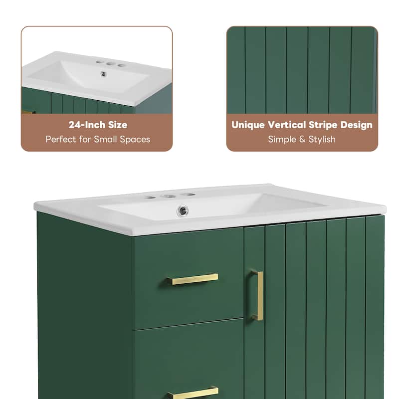 24" Bathroom Vanity with Under-mount Sink,Drawer and Soft-Closing Door