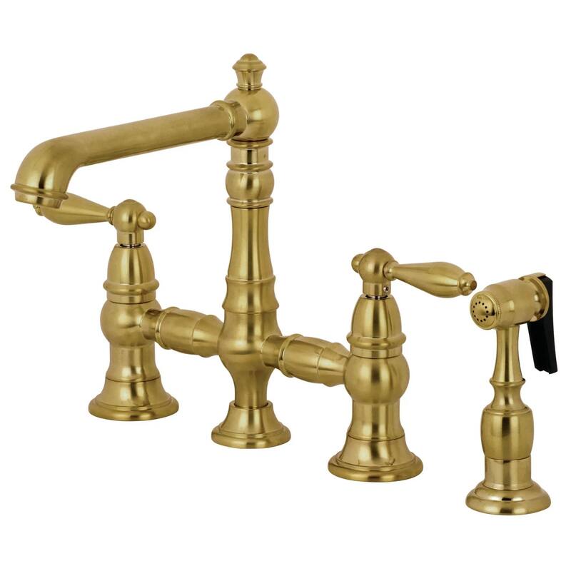 Kingston Brass English Country 1.8 GPM Bridge Kitchen Faucet - - Brushed Brass