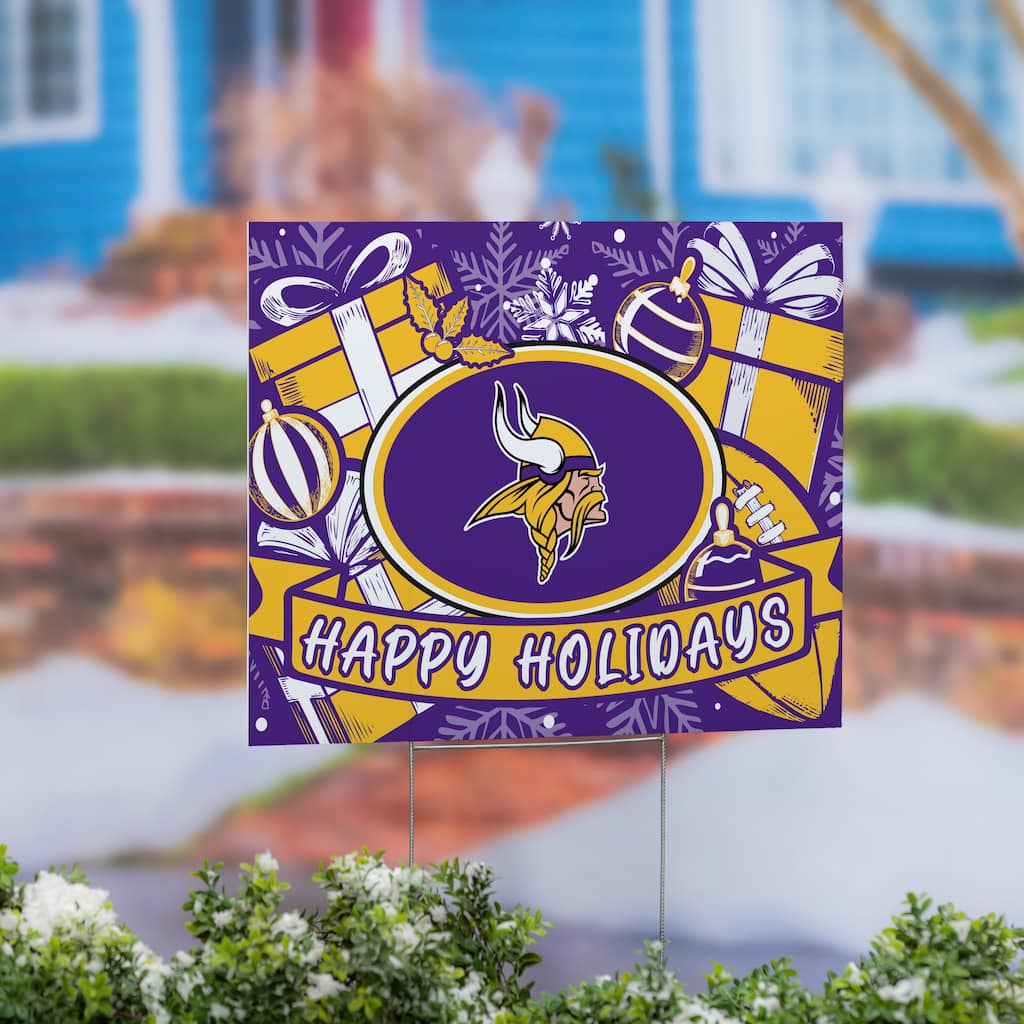 Minnesota Vikings Yard Sign, Happy Holidays - 24" x 18"