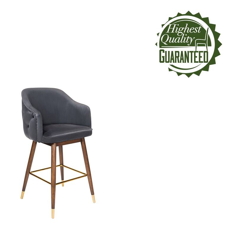 Porthos Home Orla Velvet Upholstered Bar Stools with Rubberwood Legs, Set of 2