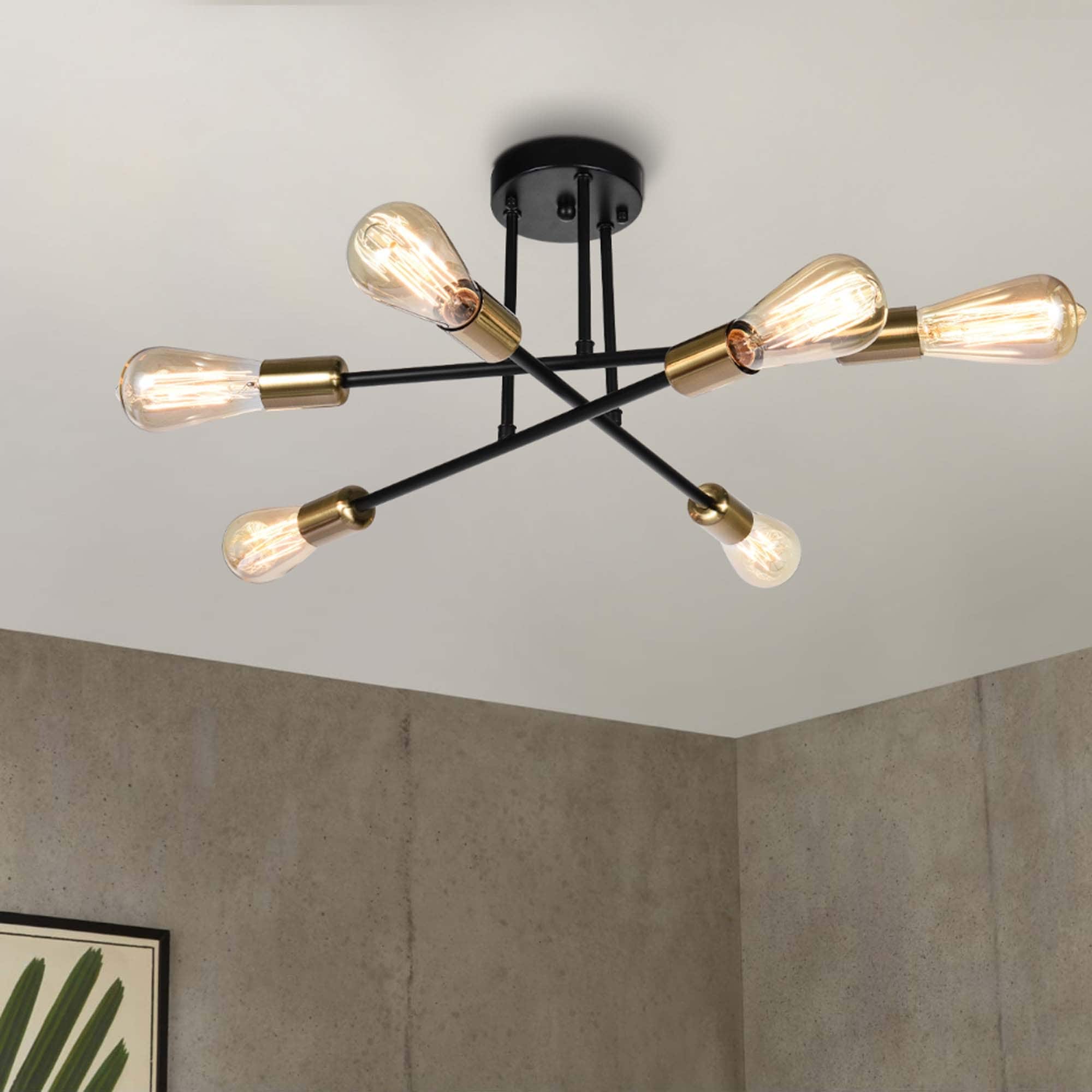 6 - Light Modern Metal 23.62'' Sputnik Semi-Flush Mount Ceiling Light
