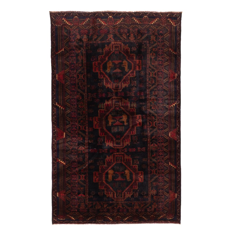 ECARPETGALLERY Hand-knotted Teimani Black Wool Rug - 4'1 x 6'8
