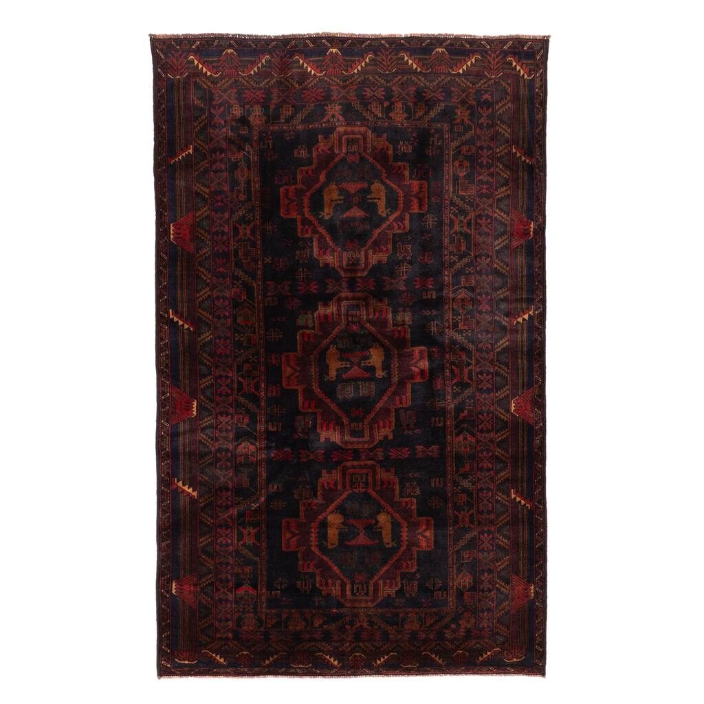 ECARPETGALLERY Hand-knotted Teimani Black Wool Rug - 4'1 x 6'8