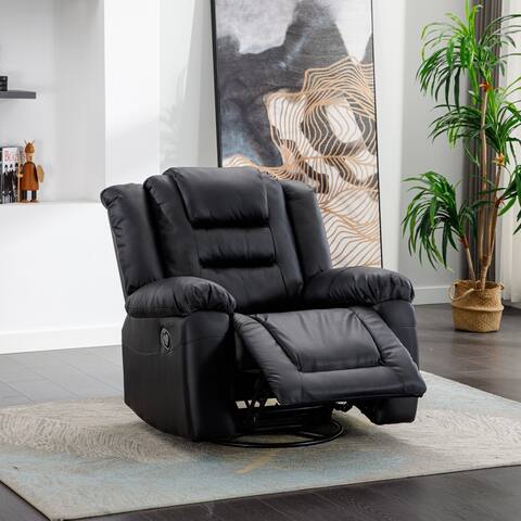 360° Swivel Rocker Recliner, PU Leather Manual Recliner for Home, Living Room