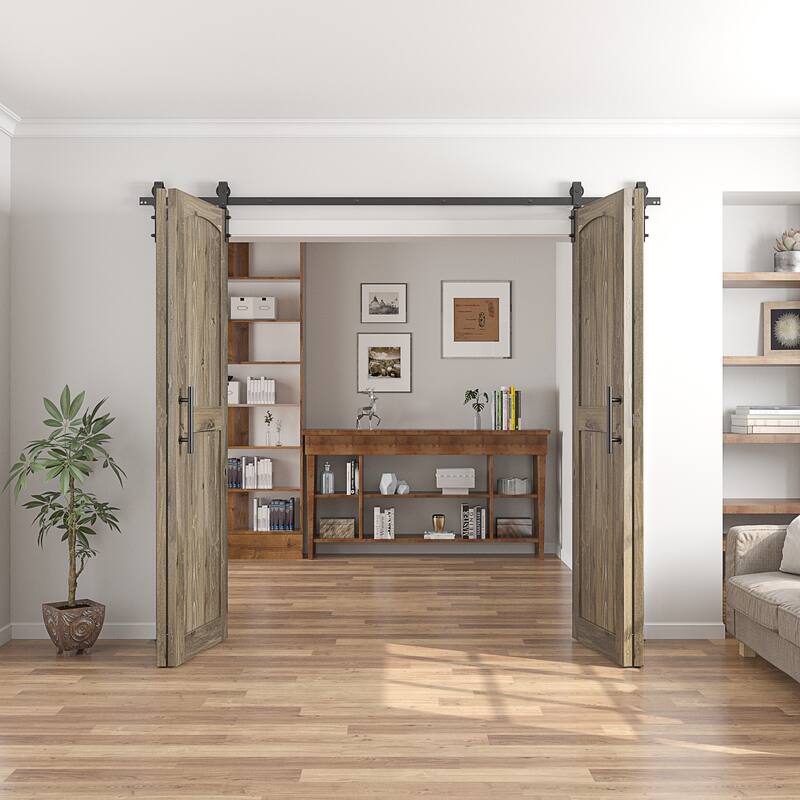 Coast Sequoia Arch Top 30in./36in./48in./60in./72in./96in. x 84in. Knotty Pine Wood Unfinished Bi-Fold Door With Hardware Kit
