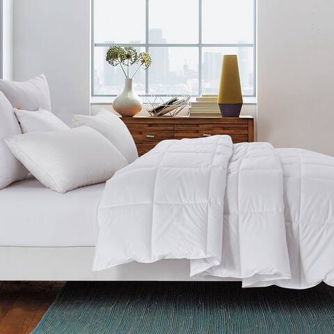 Premium Lightweight White Down Comforter with Breathable Cotton Cover