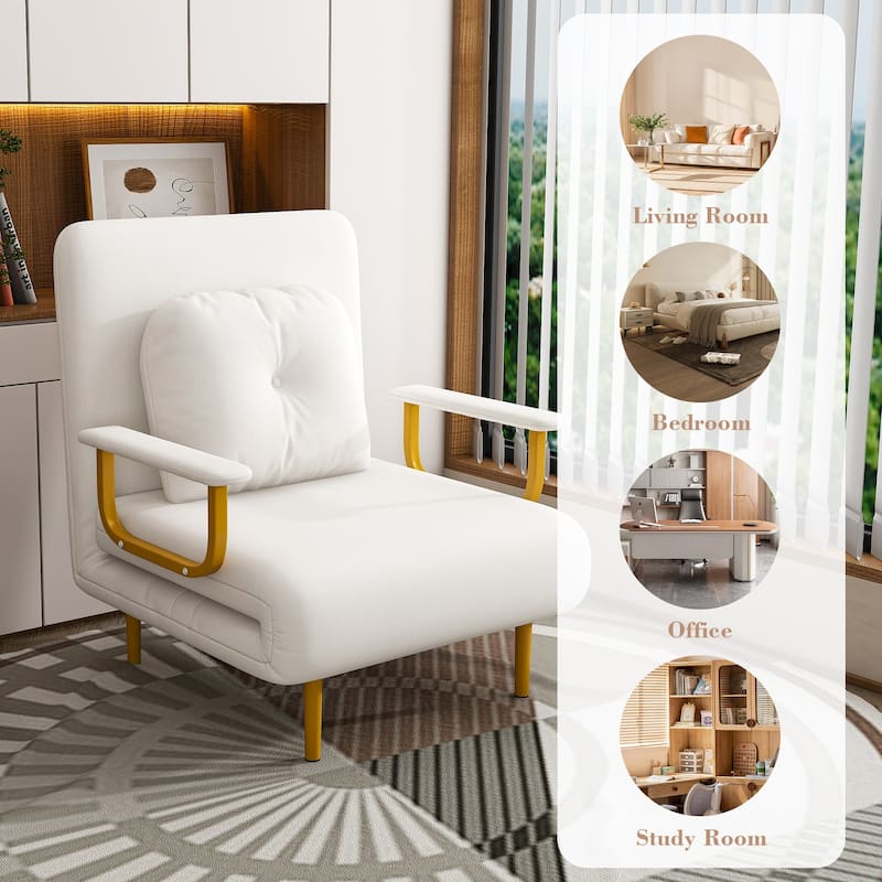 Convertible Sofa Bed with 5-Position Backrest & Storage