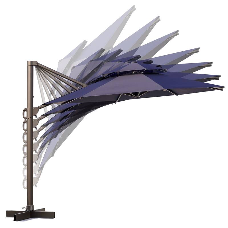 VredHom Luxury Double Top Patio Offset Cantilever Umbrella with Cross Stand