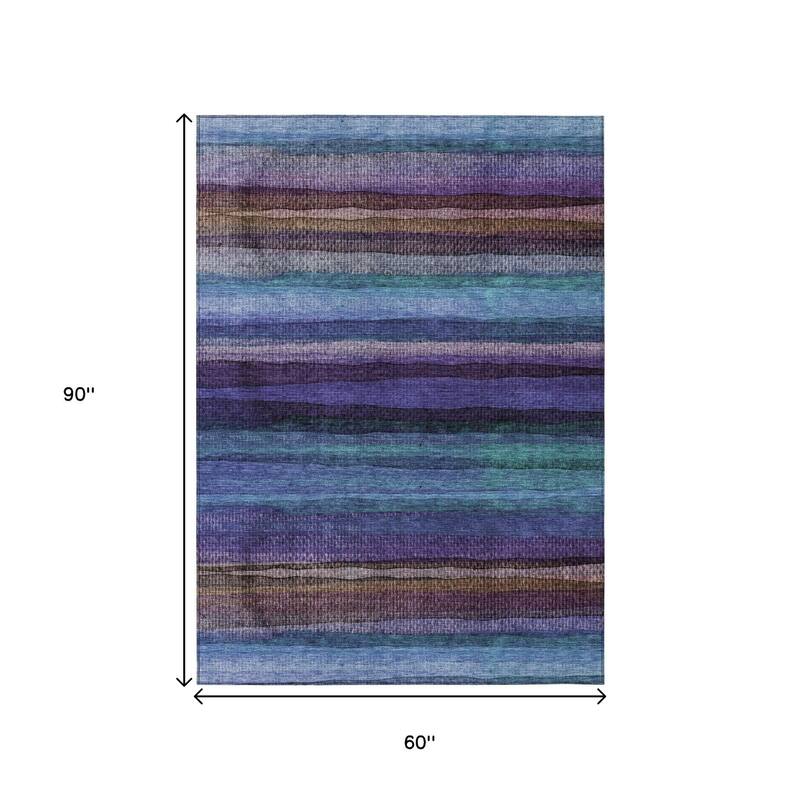 HomeRoots Striped Transitional Rectangle Outdoor Rug