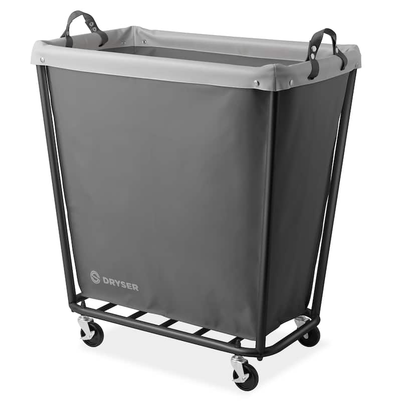 Commercial Large Rolling Canvas Bin Laundry Hamper on Wheels Gray - Grey