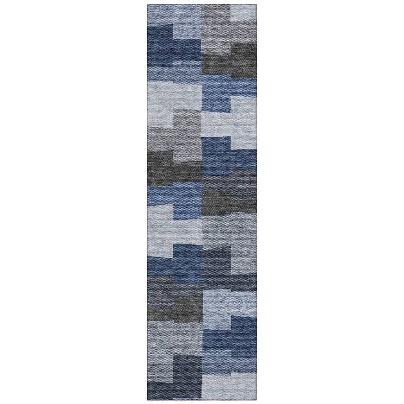 Machine Washable Indoor/ Outdoor Chantille Modern Blocks Rug