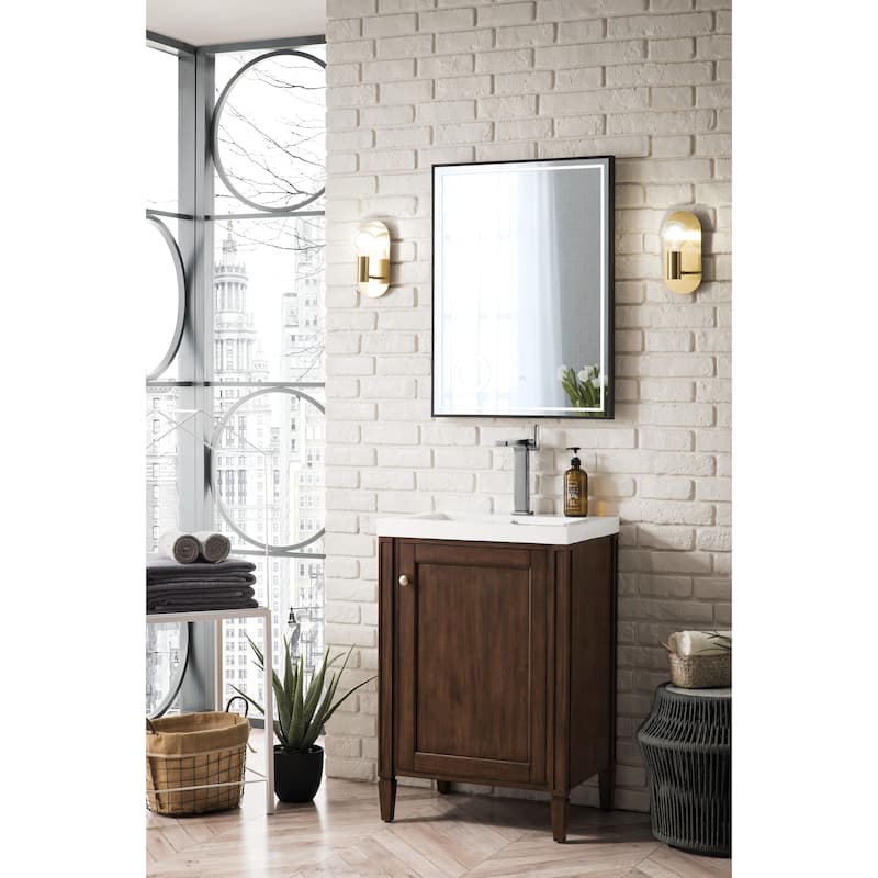 James Martin Vanities Britannia 24" Single Vanity Cabinet, w/Glossy White Composite Stone Countertop