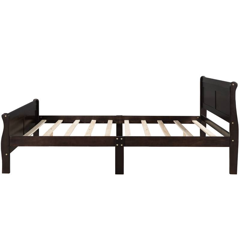 Full Size Wood Platform Bed with Headboard and Footboard & Wooden Slat Support