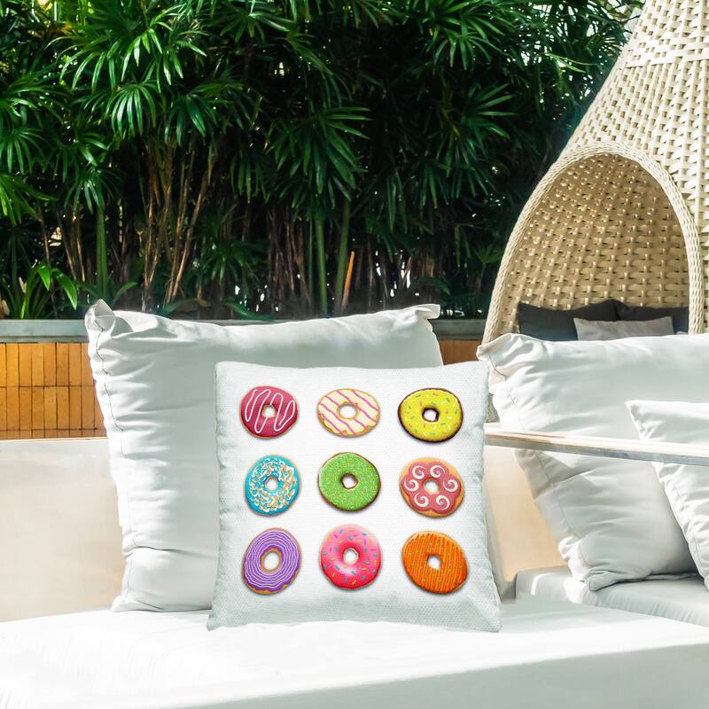 Stupell Colorful Mixed Donuts Printed Outdoor Throw Pillow Design by Marcus Prime
