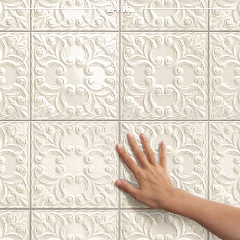 Merola Tile Victorian Tin Pearl 17-3/8" x 17-3/8" Porcelain Wall Tile