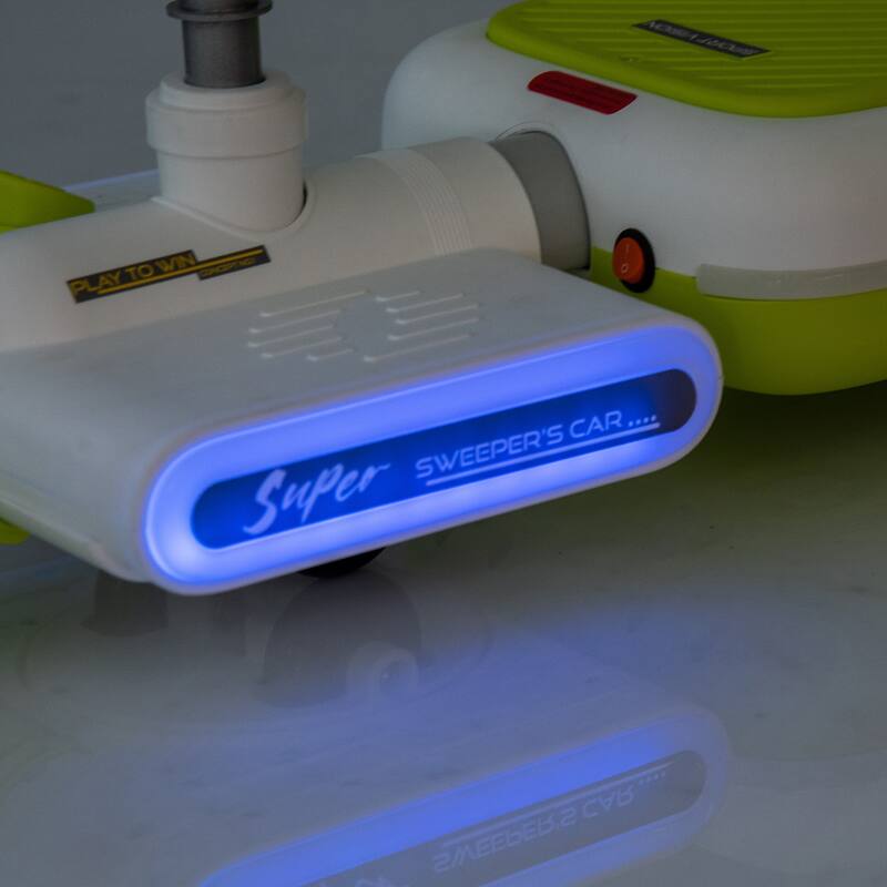 12V Electric Ride-On Cleaning Car for Kids with Mopping Function, Music, Lights, Retractable Body - Toddler Cleaning Vehicle