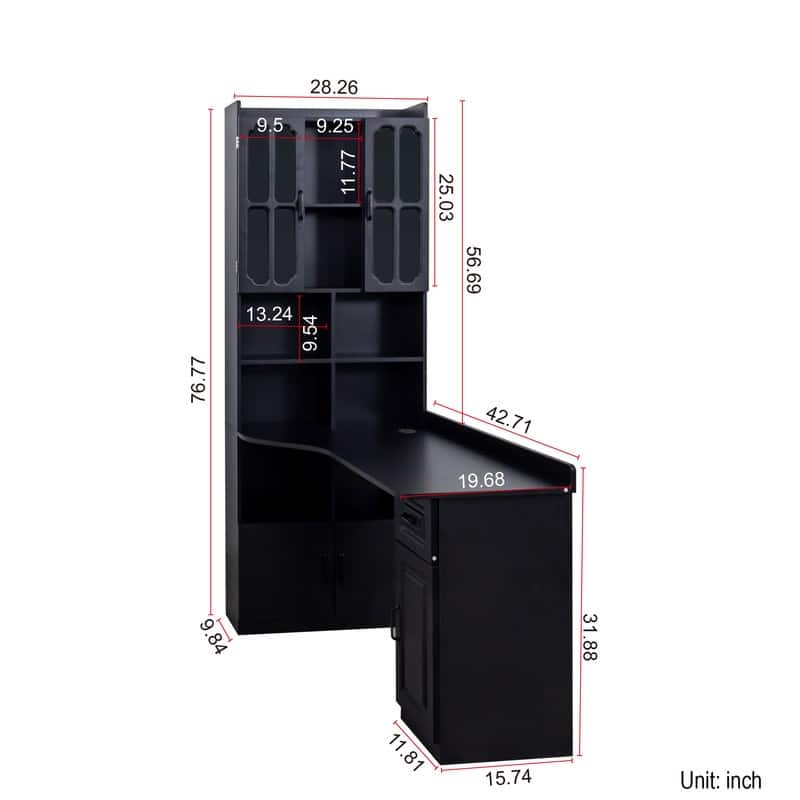 L-Shaped Office Desk – Corner Computer Workstation with Hutch, Bookshelf & Storage Drawers‌