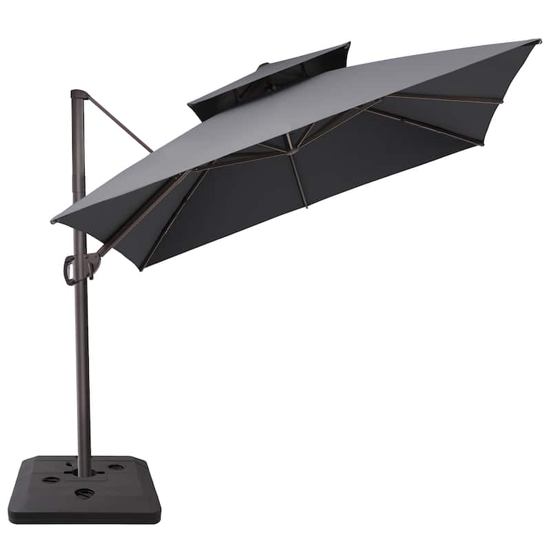Crestlive Products 10FT Square Patio Cantilever-Offset Umbrella with Base