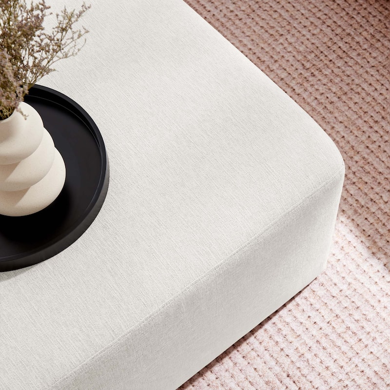 Callum 17"/28" Square Woven Heathered Fabric Upholstered Ottoman
