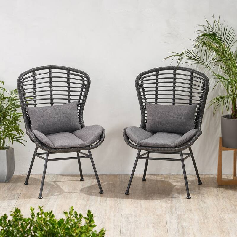 Rattan Outdoor Accent Chair with Cushions for Patio, Balcony