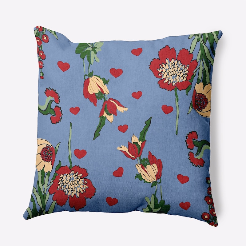 Love In The Garden Valentines Day Decorative Throw Pillow - 16" x 16" - Cornflower