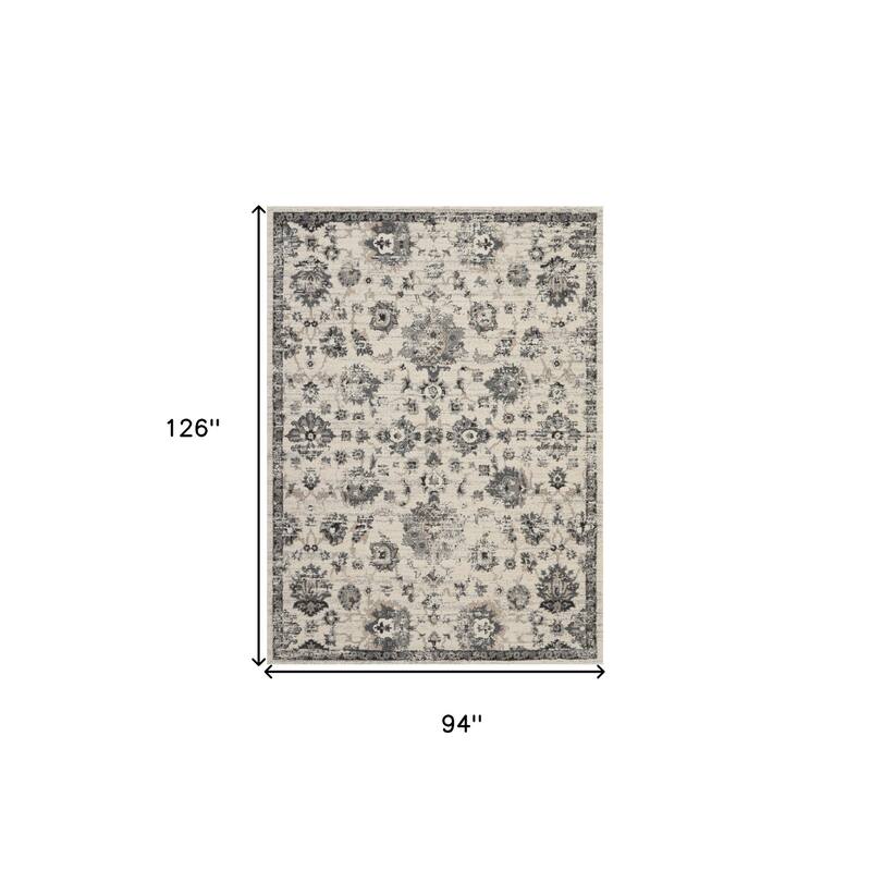 Distressed Floral Stain Resistant Soft Area Rug - 126' X '94' X '0.75