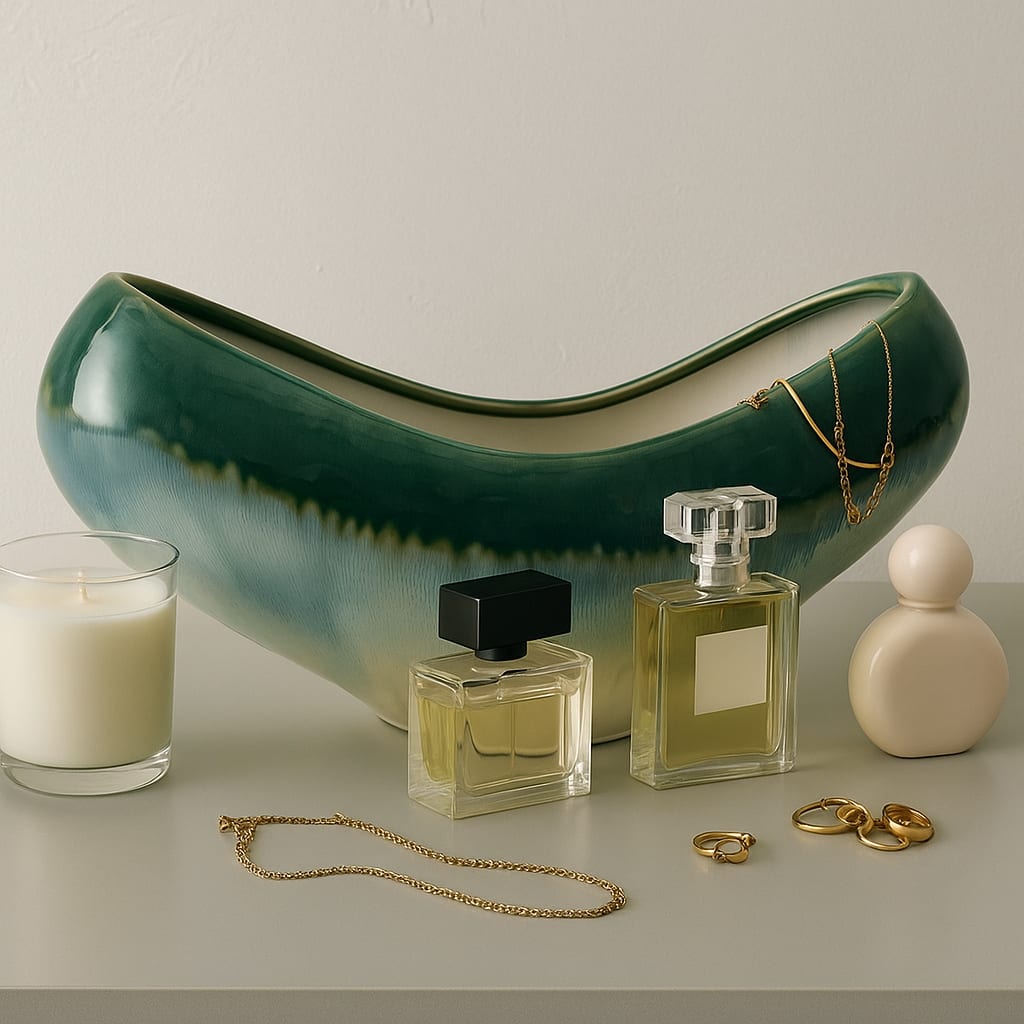 Decorative Ceramic Curve Glazed Ombre Bowl for Home Decor - 15", Multi